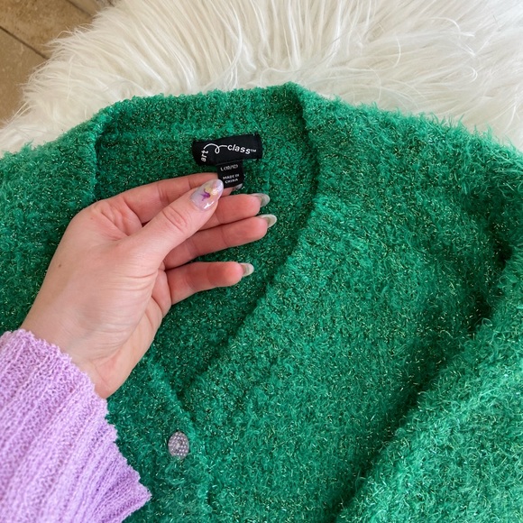 Green Eyelash Cardigan Sweater - Picture 6 of 10
